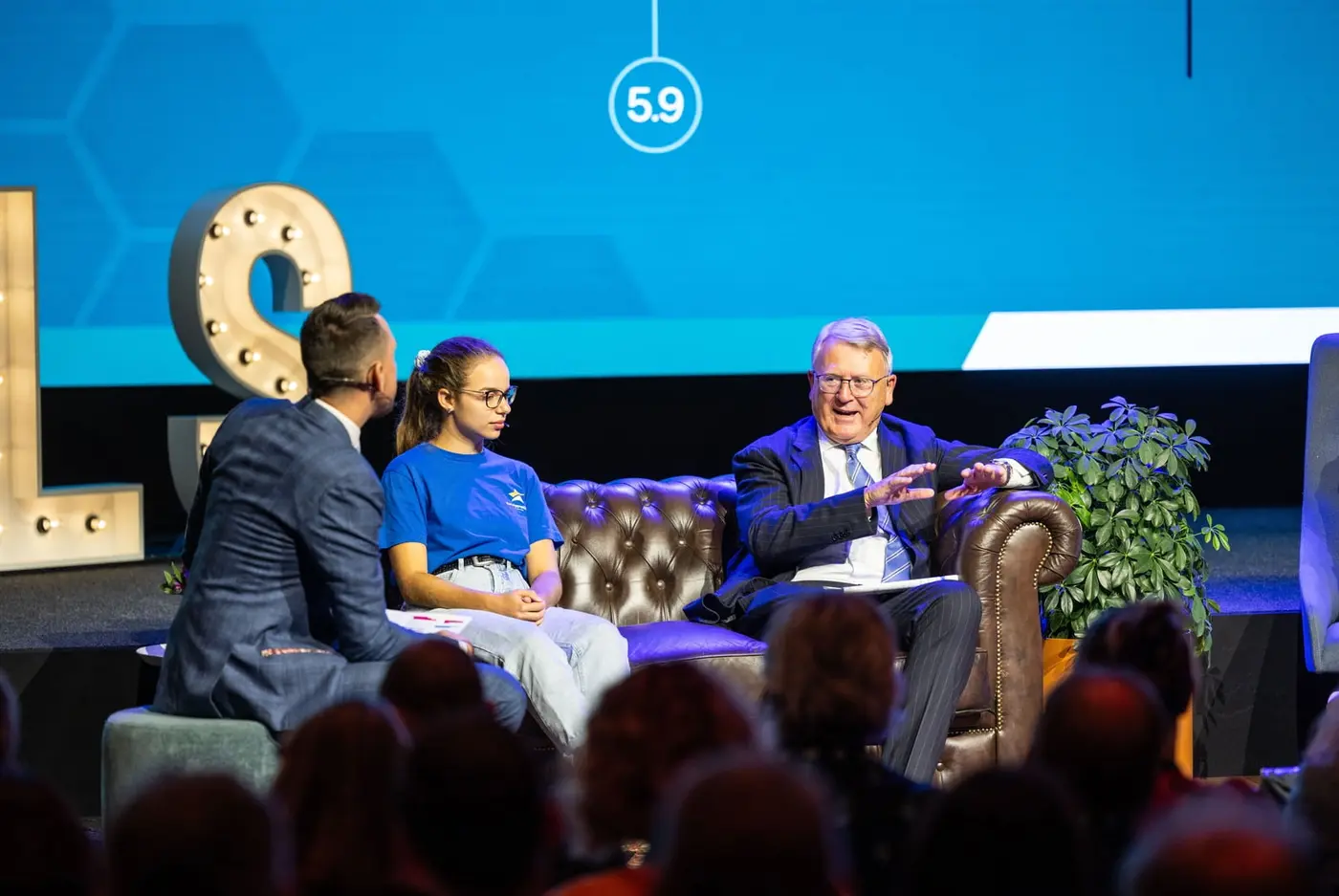 Conference set built for a hosted talk show
